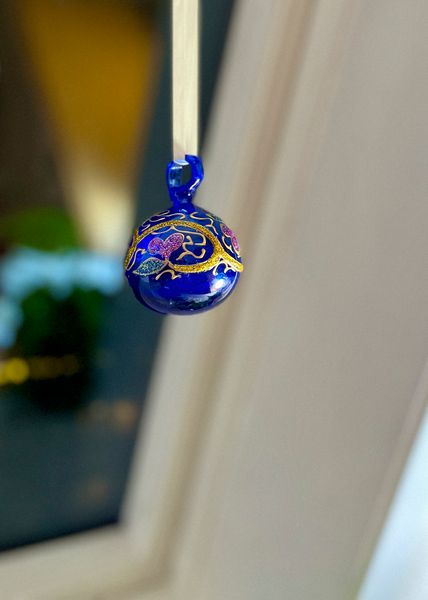 Hovedbilde Liten malt glasskule, blå