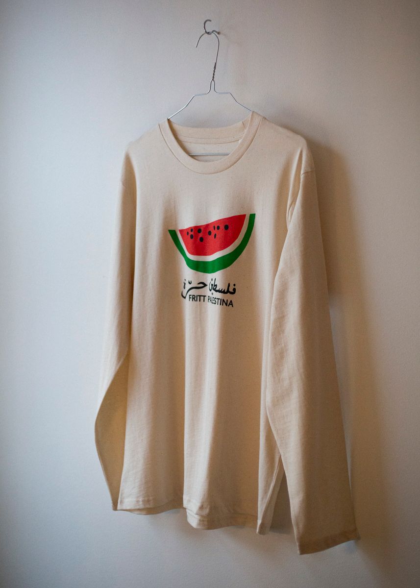 Silketrykket tynn genser - vannmelon