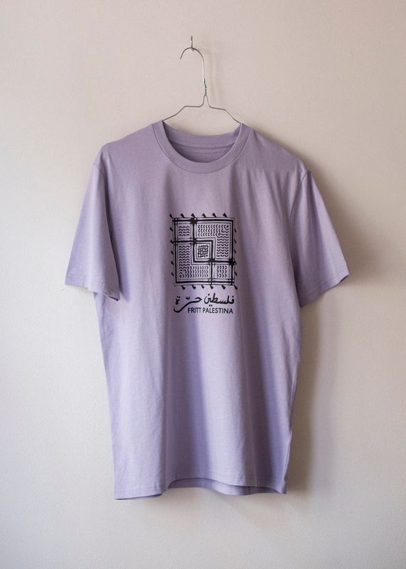 Silketrykket T-skjorte - keffiyeh, lilla