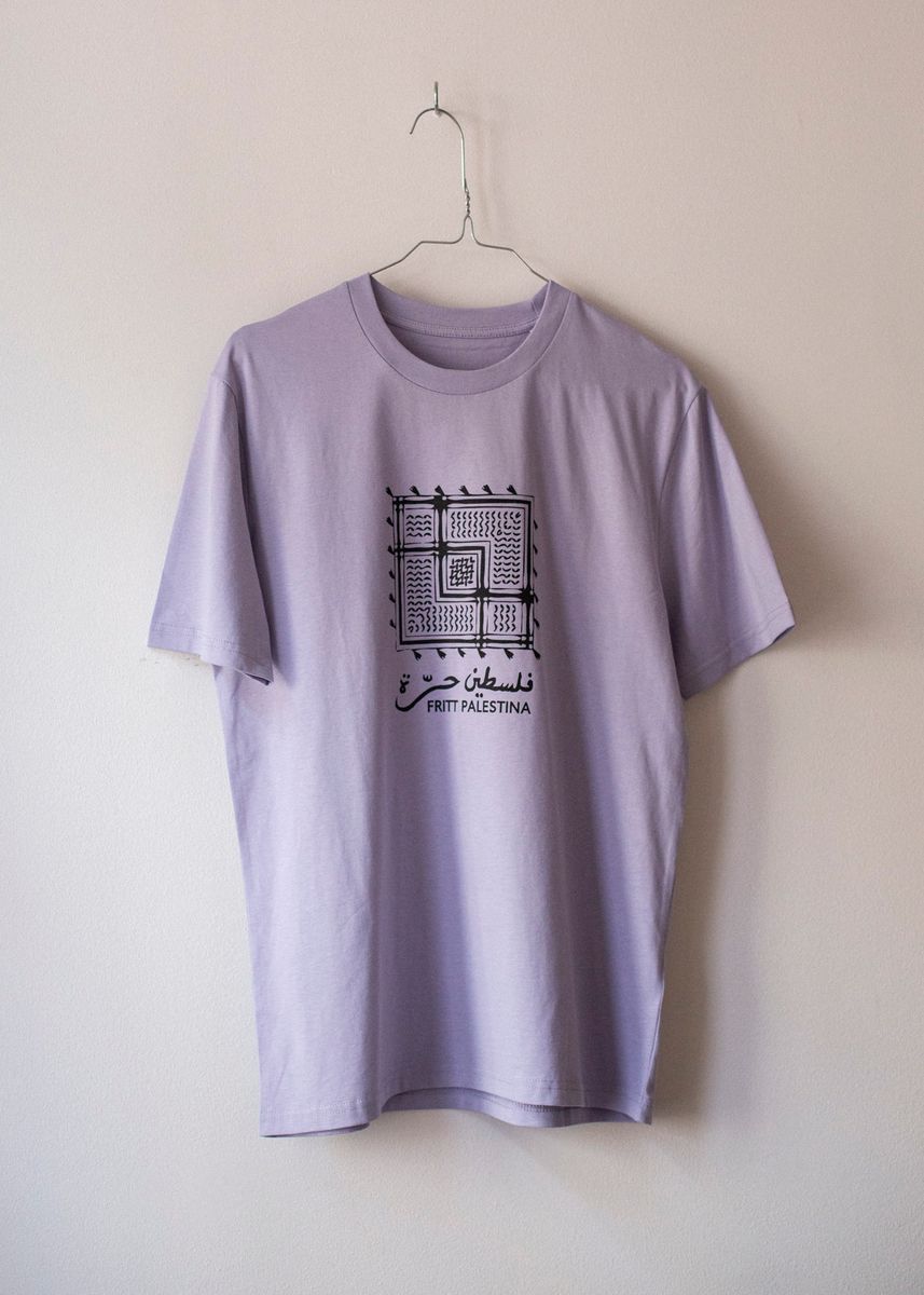 Silketrykket T-skjorte - keffiyeh, lilla