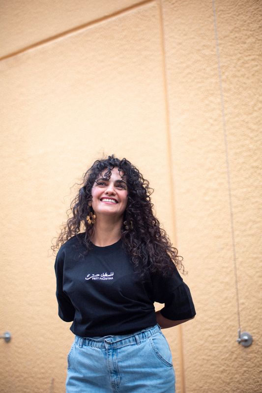 Silketrykket T-skjorte - Fritt Palestina, svart