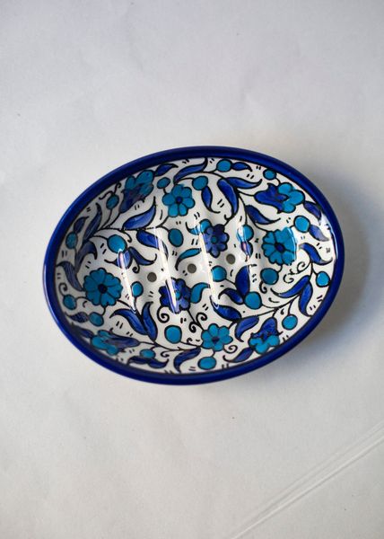 Hovedbilde Såpeskål i keramikk, blå og lyseblå