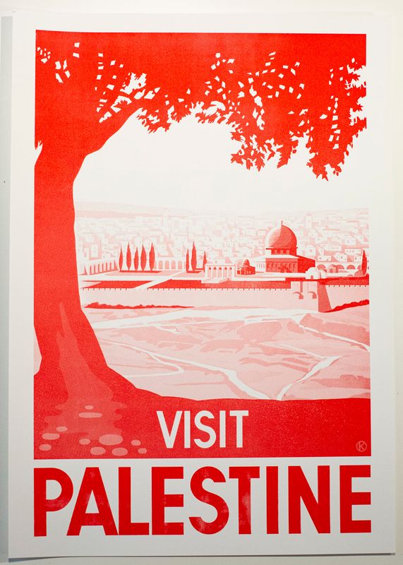 Plakat - Visit Palestine, rød