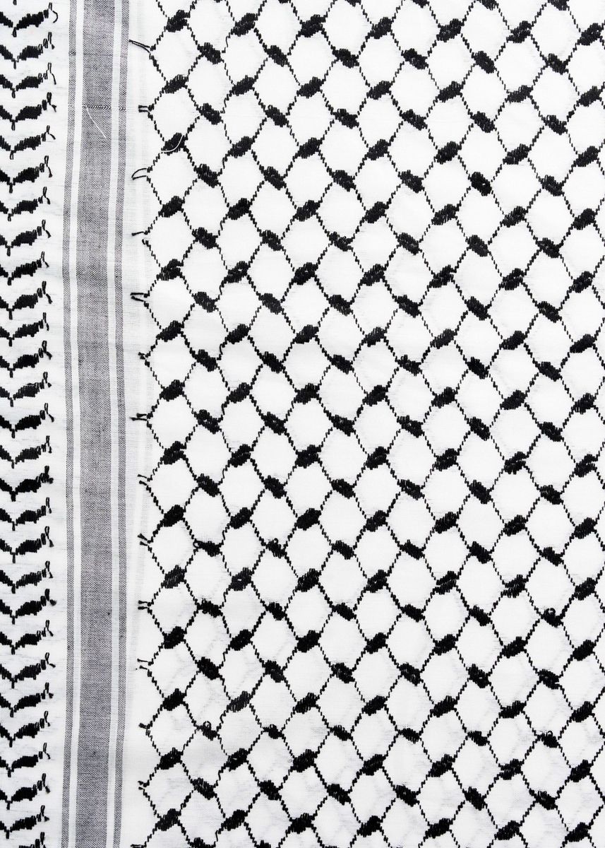 Klassisk stor keffiyeh, hvit og svart